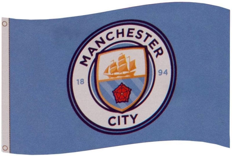 FOCO Manchester City FC Official Soccer Gift 5x3ft Crest Body Flag - Image 1