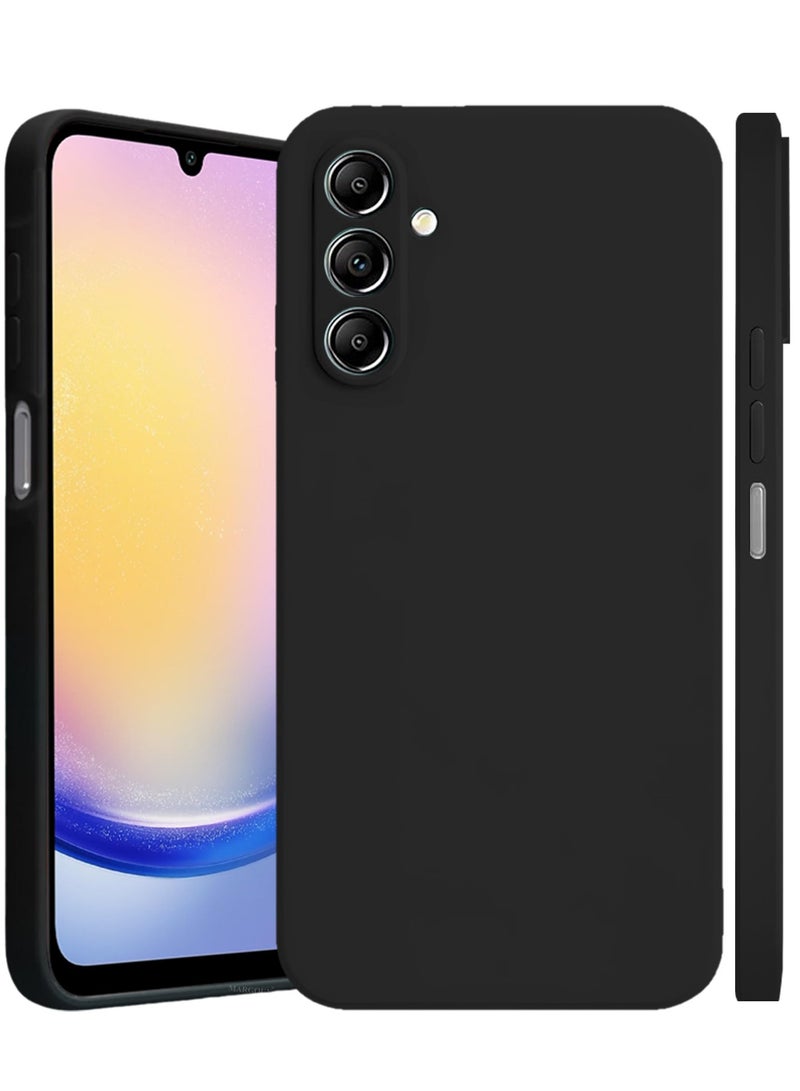 2Packs Liquid Silicone Case for Samsung Galaxy A25 Protective Phone Case with Soft Anti-Scratch Microfiber Lining Utra Slim Drop Protection Phone Cover with 3D Screen Protector - Black - Image 2