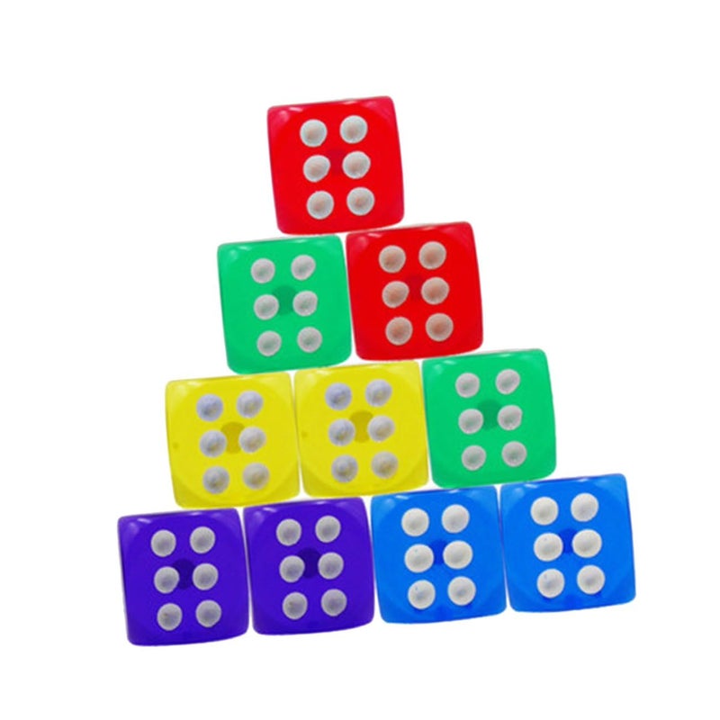 50 Translucent Colored Dice Bulk Pack for Classroom Party Games Red Yellow Blue Green Purple - Image 2