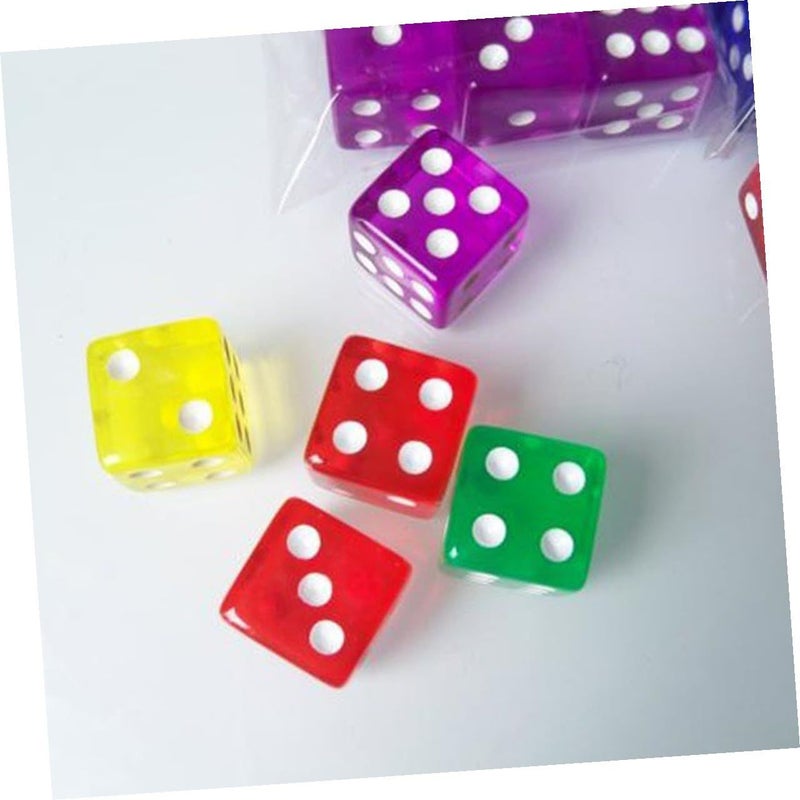 50 Translucent Colored Dice Bulk Pack for Classroom Party Games Red Yellow Blue Green Purple - Image 5