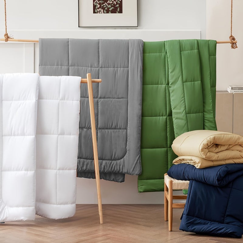 1pc White Quilted Comforter Insert All Season Down Alternative Easy Care Bedding 78.74 By 78.74 Inch - Image 2