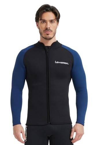 Lemorecn Mens 3mm Wetsuits Jacket Long Sleeve Neoprene Wetsuits Top2031blackblueM - Image 1