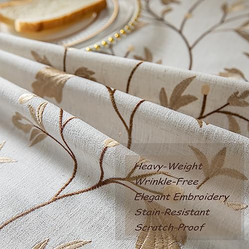 Oubonun Cotton Linen Rectangular Tablecloth - Wrinkle Resistant & Waterproof - Machine Washable Table Cloth with Tassels for Kitchen & Dining, 55''x86'', 6-8 Seats - Image 3