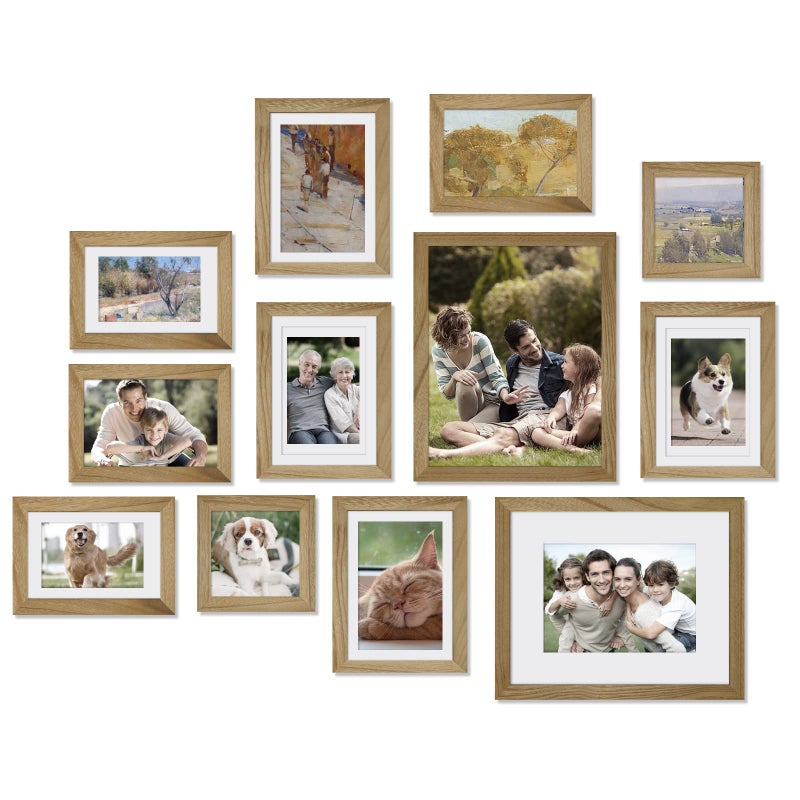 Egofine Egofine Picture Frame Set 12 Pack Gallery Wall Frame Collage with Two 8x10 Four 5x7 Four 4x6 Two 4x4 for Wall and Tabletop Made of Solid Wood Covered by Plexiglass Carbonized Brown 