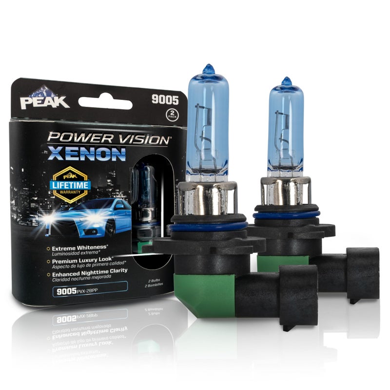 PEAK مصابيح هالوجين بيك 9005 باور فيجن زينون بيضاء ساطعة 65 واط، عبوة من 2 - Image 5
