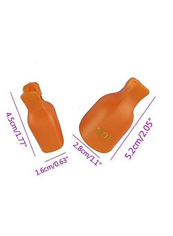 Yimart Yimart Pack of 10 Reusable Plastic Toenail Nail Art Soak Off Cap Clip UV Gel Polish Remover Wrap Tool (Orange) - Image 2