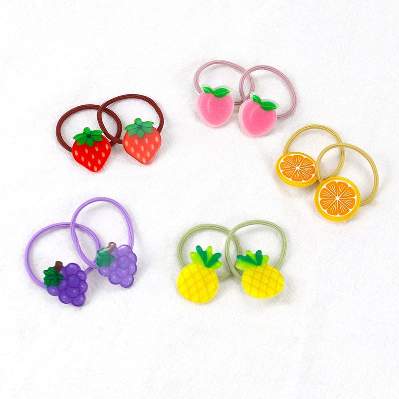 Hair Ties Elastics Cartoon Fruit Soft Rubber Bands Hair Band Hair Accessories for Girls Small Ponytail Holder Hair Ropes Cute Hair Ties No Damage for Toddler Infant Teens 10pcs