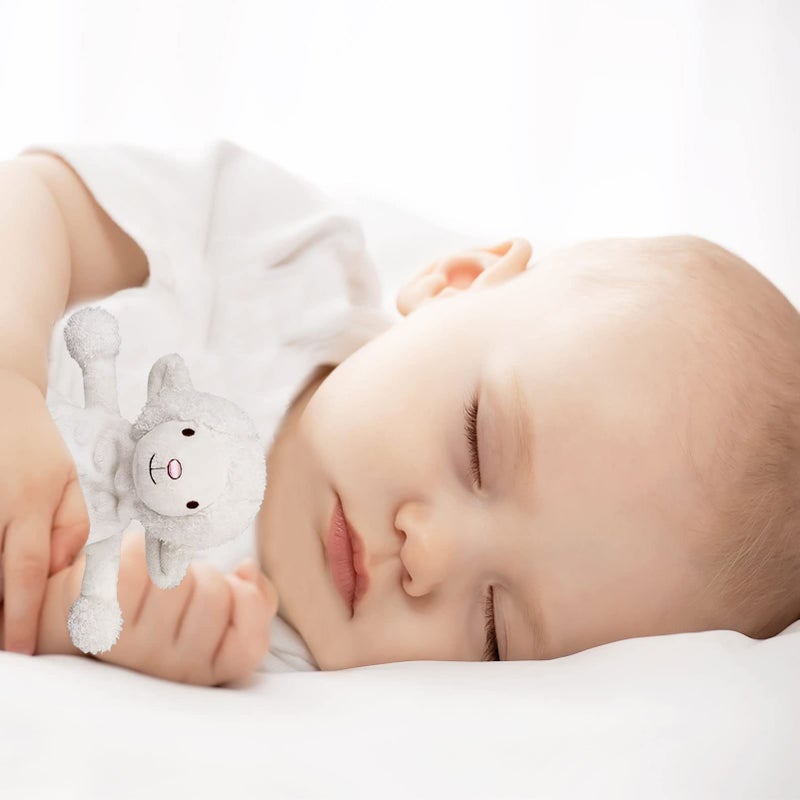 Doindute Baby White Lamb Soft Stuffed Animal Security Blanket, Plush Sheep Character Lovey Blanket, Baby Shower/Nursery Gift, Newborn Infant Toddler Snuggle Blankie for Boys Girls, 10 Inches - Image 3