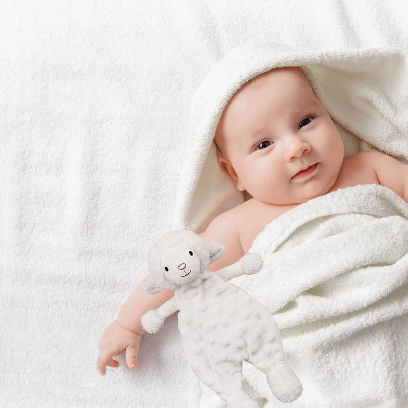 Doindute Baby White Lamb Soft Stuffed Animal Security Blanket, Plush Sheep Character Lovey Blanket, Baby Shower/Nursery Gift, Newborn Infant Toddler Snuggle Blankie for Boys Girls, 10 Inches - Image 4