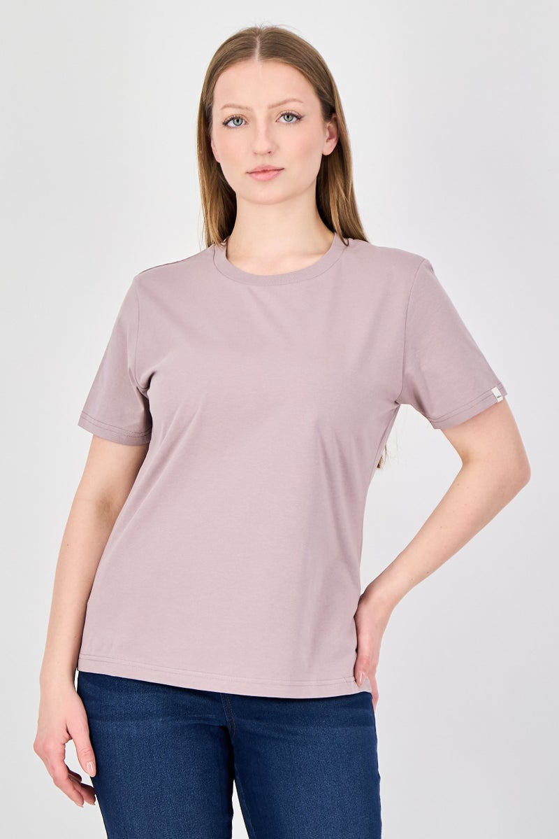 Fudo Comforts by Fudo Women Crew Neck Plain Short Sleeve T-Shirt, Mauve - Image 1