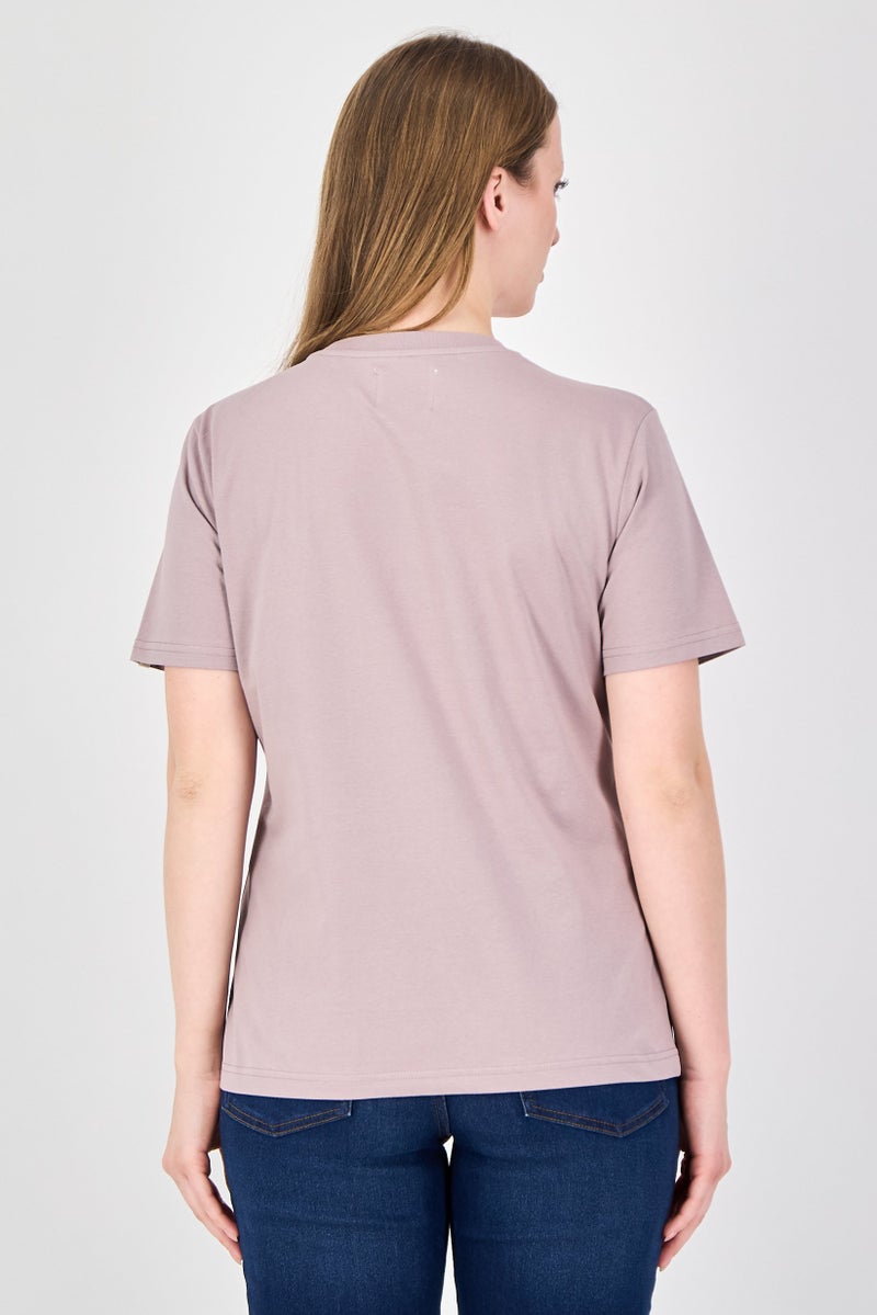 Fudo Comforts by Fudo Women Crew Neck Plain Short Sleeve T-Shirt, Mauve - Image 4