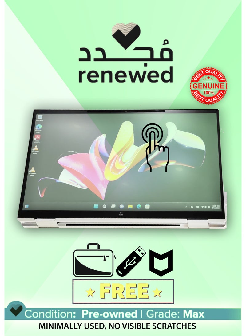 HP Renewed -Elitebook X360 1040 G7 Laptop With Bag & Flash Drive, Antivirus/Full HD 14-Inch Display/Touch Screen /Core i5-10310U/16GbRAM/256Gb SSD/Intel UHD graphics/Windows 10/ English-Arabic Silver English/Arabic Silver - Image 1
