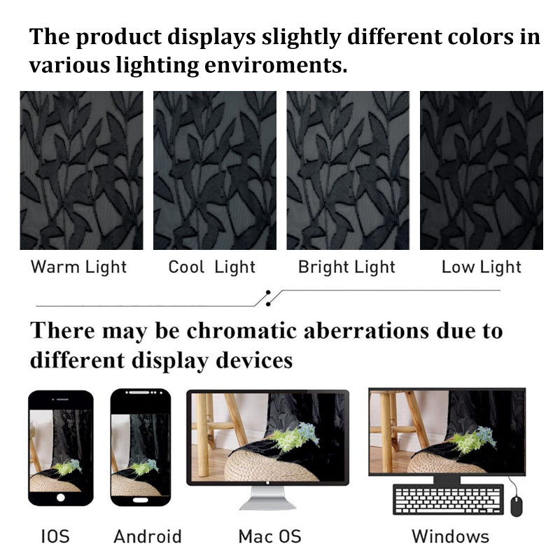 Lecloud Leia Clip Textured Leaf Black Sheer Curtains 63 Inch Length 2 Panels, Light Filtering Jacquard Voile Curtain with Dual Rod Pockets, Kitchen/Living Room/Bedroom Window Drapes, 38x63 Inches - Image 4