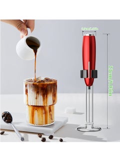 Joyelink Milk Frother Handheld, Kitchen Powerful Electric Foam Maker with Stand, Battery Powered Foamer Blender Drink Mixer for Coffee Latte Cappuccino Hot Chocolate Matcha Egg（Red）  - Image 2