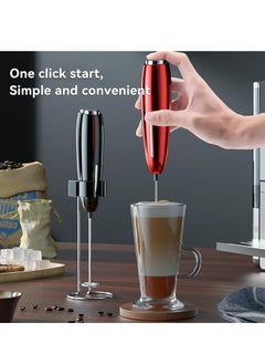 Joyelink Milk Frother Handheld, Kitchen Powerful Electric Foam Maker with Stand, Battery Powered Foamer Blender Drink Mixer for Coffee Latte Cappuccino Hot Chocolate Matcha Egg（Red）  - Image 5