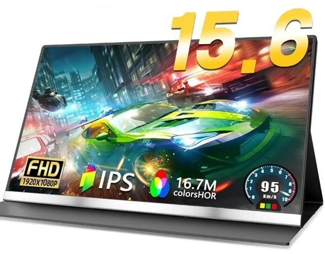 V2COM 15.6 Inch Portable Monitor, 1080P Full HD Display, Ultra-Slim USB-C & Mini HDMI External Monitor, Compatible with Laptop, PC, Mac, PS5, Phone with Case Cover Included - Image 1