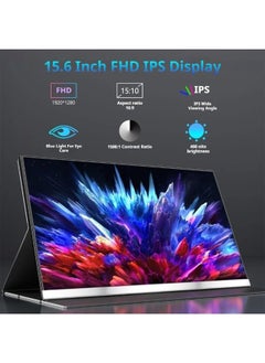 V2COM V2COM 15.6 Inch Portable Monitor, 1080P Full HD Display, Ultra-Slim USB-C & Mini HDMI External Monitor, Compatible with Laptop, PC, Mac, PS5, Phone with Case Cover Included  - Image 2