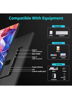 V2COM V2COM 15.6 Inch Portable Monitor, 1080P Full HD Display, Ultra-Slim USB-C & Mini HDMI External Monitor, Compatible with Laptop, PC, Mac, PS5, Phone with Case Cover Included  - Image 4