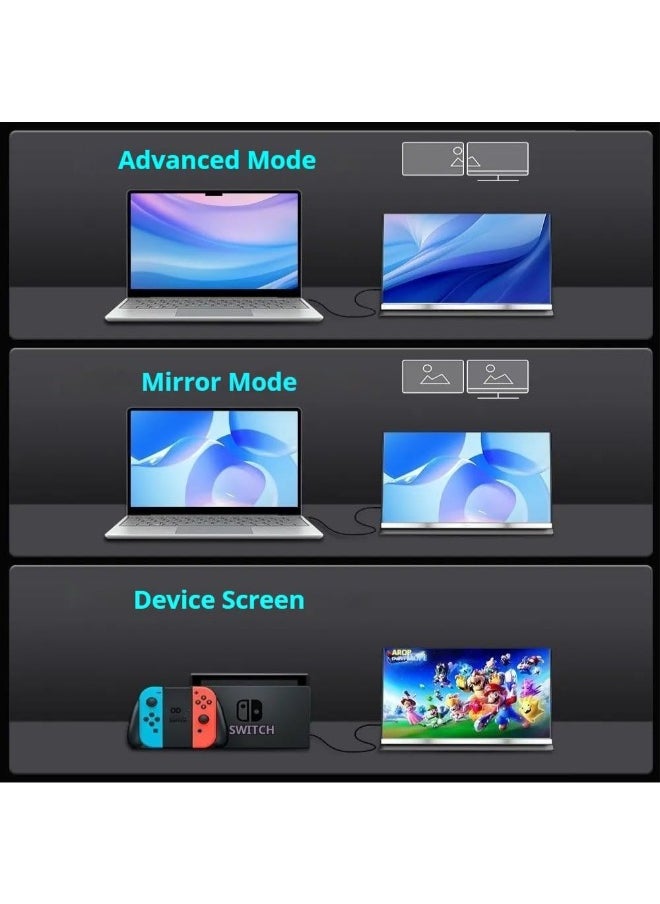 V2COM - V2COM 15.6 Inch Portable Monitor, 1080P Full HD Display, Ultra-Slim USB-C & Mini HDMI External Monitor, Compatible with Laptop, PC, Mac, PS5, Phone with Case Cover Included - Image 1