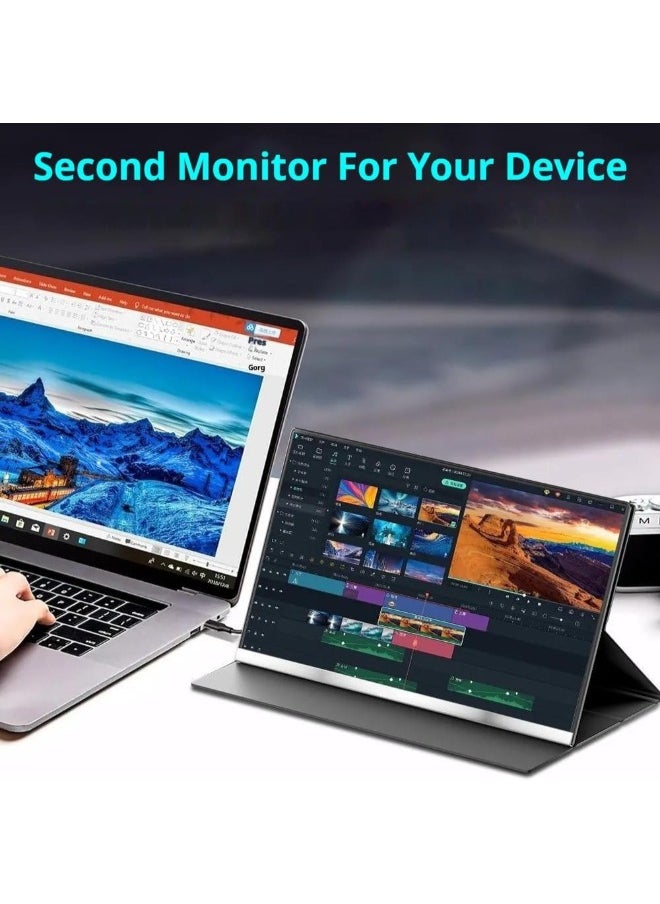 V2COM - V2COM 15.6 Inch Portable Monitor, 1080P Full HD Display, Ultra-Slim USB-C & Mini HDMI External Monitor, Compatible with Laptop, PC, Mac, PS5, Phone with Case Cover Included - Image 1
