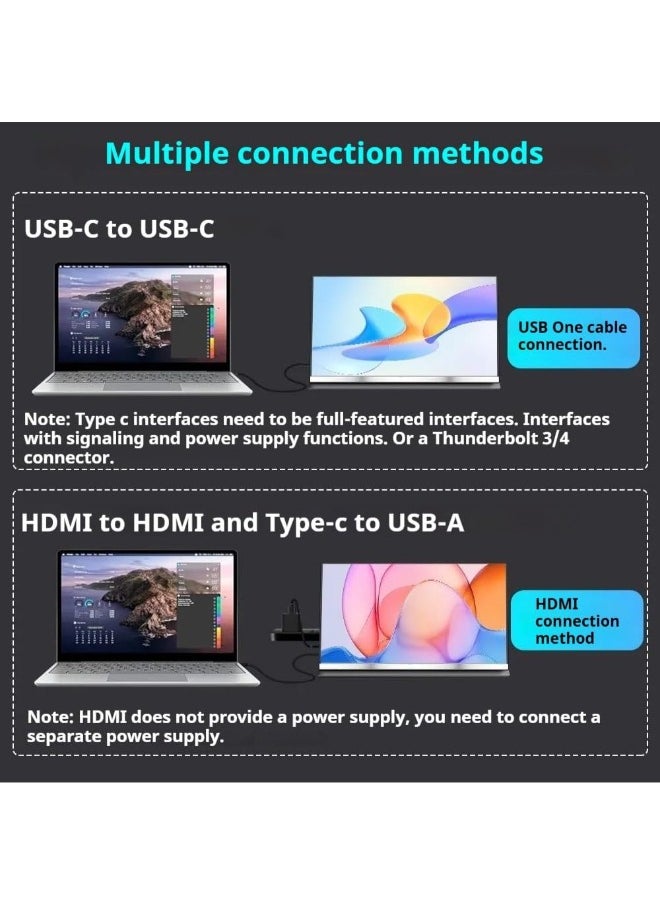 V2COM - V2COM 15.6 Inch Portable Monitor, 1080P Full HD Display, Ultra-Slim USB-C & Mini HDMI External Monitor, Compatible with Laptop, PC, Mac, PS5, Phone with Case Cover Included - Image 1