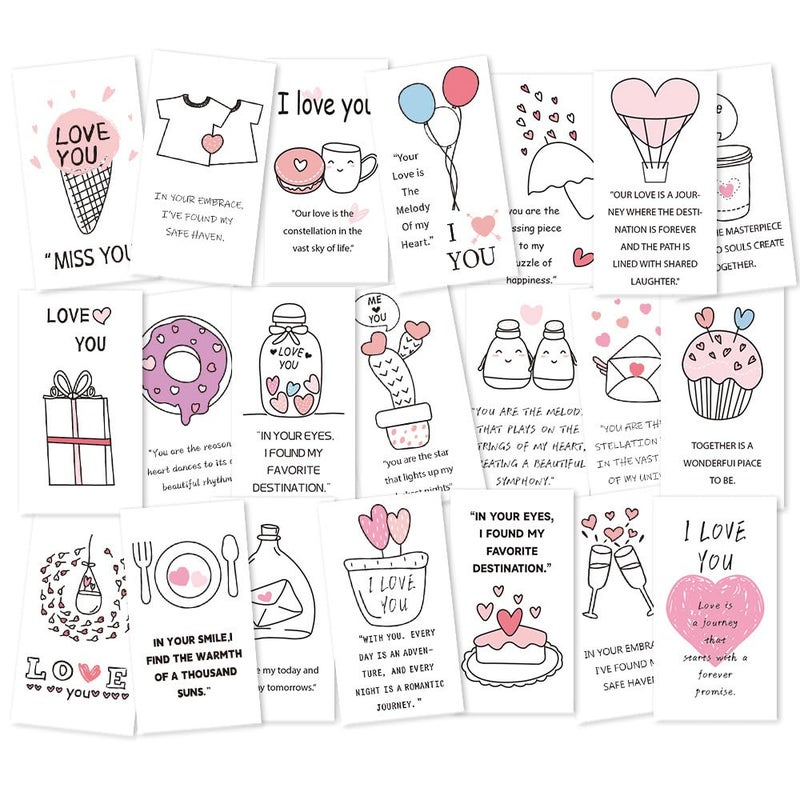 CCUUHJ 42 Pieces Romantic Lunch Box Notes Love Notes for Him Her Mini Cards for Husband Wife 2 x 3.5 Inch Inspirational Design Lunchbox Notes for Adults Beloved Ones (Multicolor) - Image 3