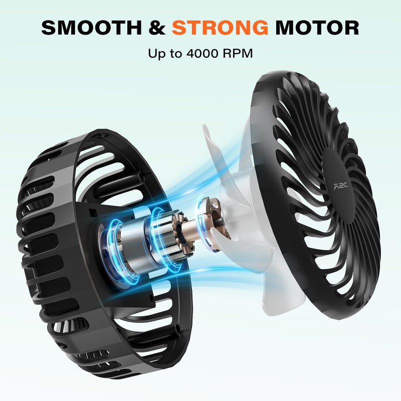 A2C Portable Stroller Fan [Rechargeable 4000Mah Battery  3 Speeds  Flexible Base] Personal Cooling For Handle Bar  Rotatable Travel Fan For Uppababy/Graco/Evenflo/Doona/Gym/Camping/Gift - Image 5