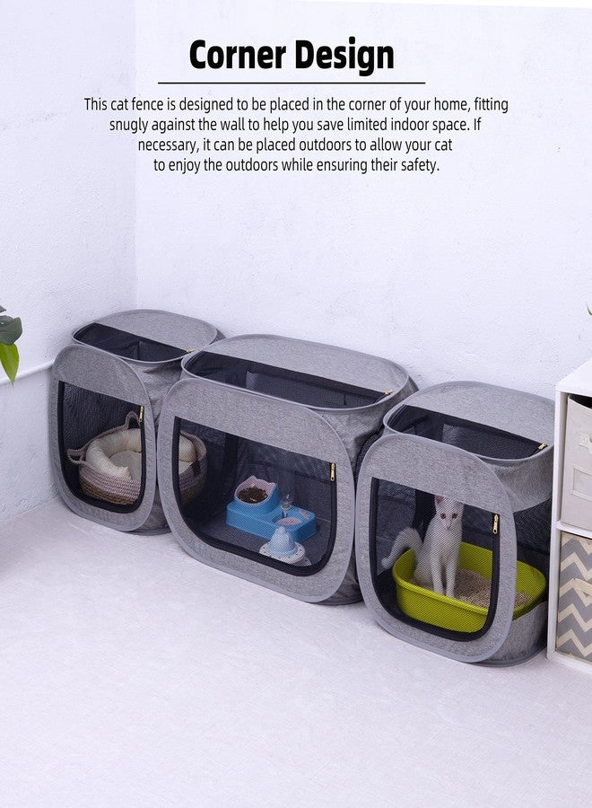 NAFU Corner Cat Playpen Space Saving for Indoor Use, Pet Playpen with Litter Box Compartment, Foldable & Portable Enclosure for Kittens or Puppy, Cat Houses & Condos - Image 5