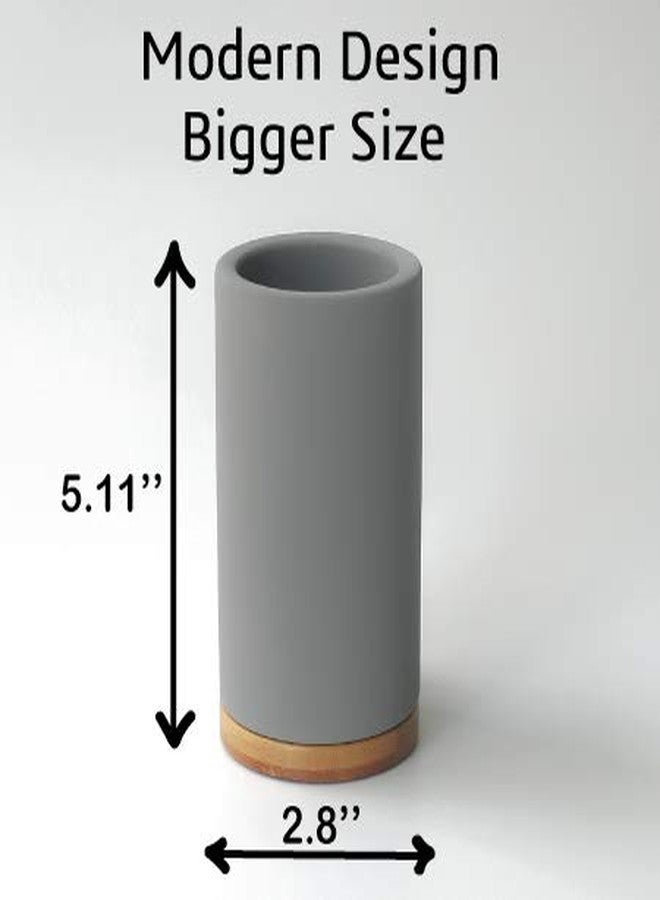 Matani Bamboo Toothbrush Holder Diatomite Tooth Brush Organizer - Storage Stand for Small Bathroom & Counter - Removable Base & Drain Holes, Water-Absorbent & Quick-Drying (Off White & Black) - Image 4