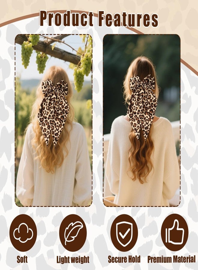 LUSTRIB Large Leopard Hair Bow, Cheetah Print Bow with Long Tail Ribbon Satin and Snap Hair Clips for Women Hair Accessories to Ponytail And Everyday Or Party Wear - Image 4