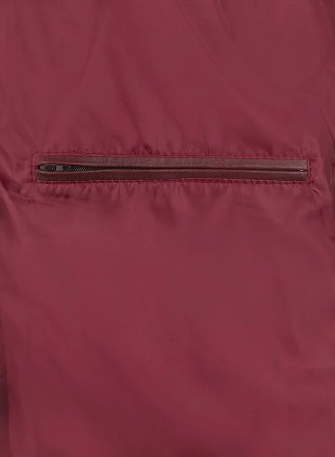 FELIX HARDY Genuine Leather Bordeaux Blazer Jacket