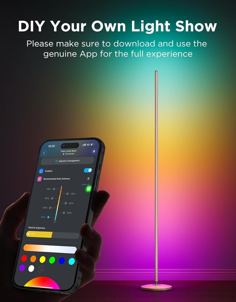 Govee RGBIC Floor Lamp Gold, LED Corner Lamp Works with Alexa and Matter, with Music Sync & 85 Secen Mode and 16 Million DIY Colors, Color Changing Standing Lamp for Bedroom Living Room,1 Pack - Image 5
