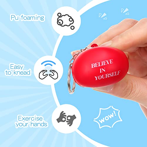 Zomiboo 20 Pcs Motivational Stress Balls Keychains Colorful Foam Balls with Quotes Inspirational Stress Relief Ball Relieve Anxiety (Bright Colors) - Image 5
