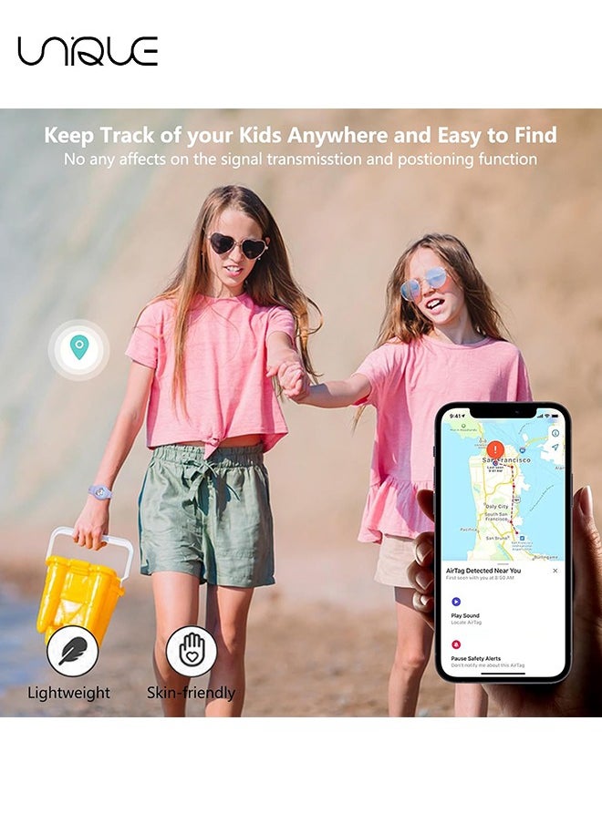 يونيك سوار AirTag للأطفال ، حامل علامة Air Cartoon لطيف مقاوم للماء للأطفال مع تغطية كاملة من السيليكون الناعم ملحقات معصمه المخفية المضادة للضياع للأطفال (أرجواني)  - Image 5