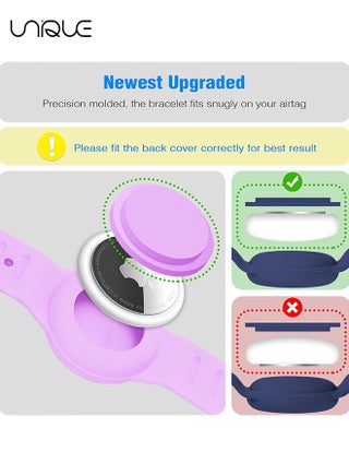 AirTag Bracelet for Kids, Waterproof Cute Cartoon Air tag Holder for Kids with Soft Silicone Full Coverage Anti-Lost Hidden Airtag Wristband Accessories for Child (Purple) - view 4