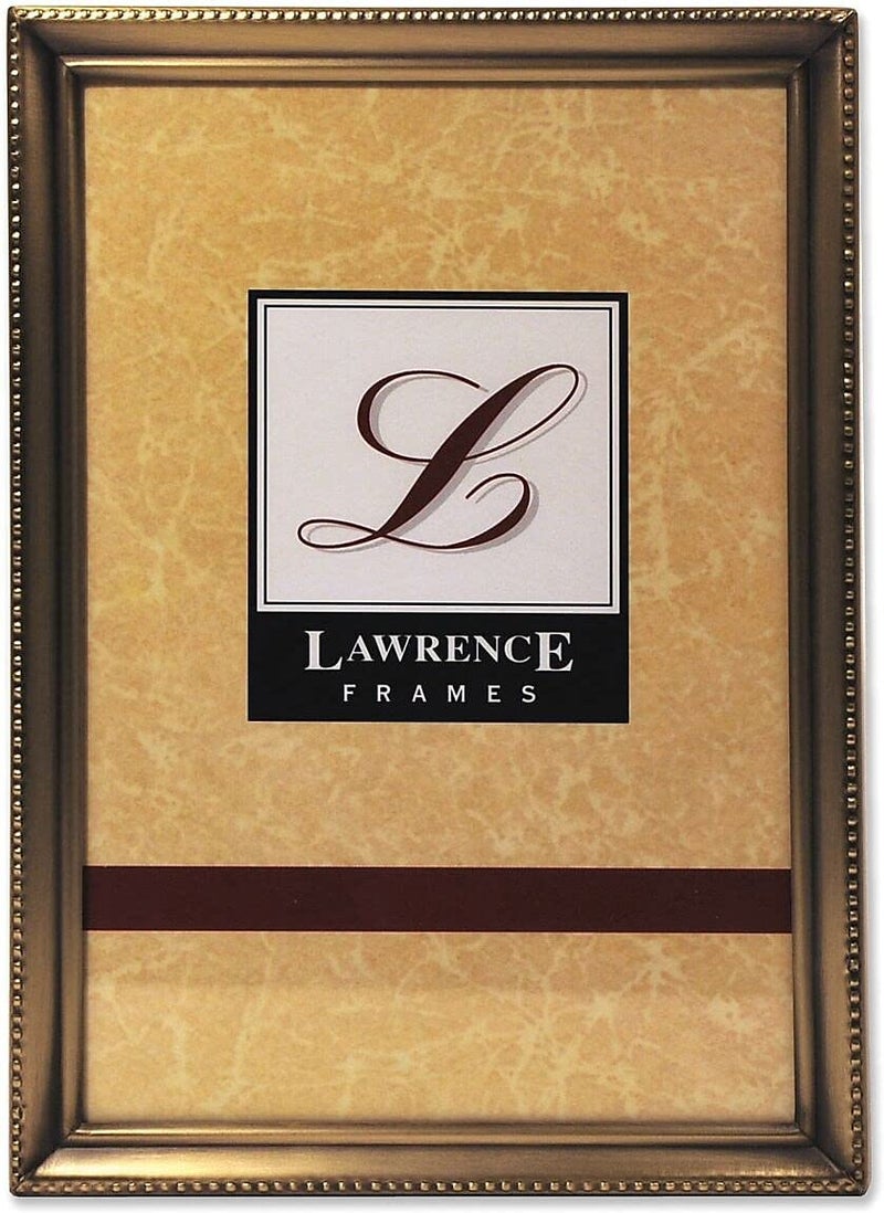 Lawrence Frames Lawrence 11482 Antique Brass 8x12 Picture Frame - Bead Border Design