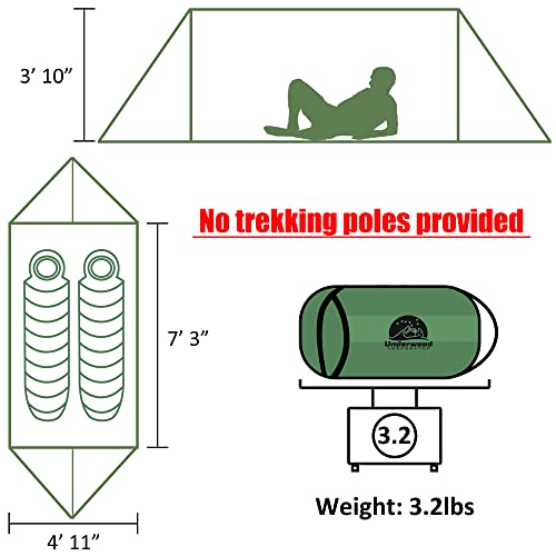 Underwood Aggregator 2-Person Trekking Pole Tent for Backpacking - 1.0 Ultralight A-Frame Backpacking Tent, Two Person Waterproof Hiking Tent for Camping, Lightweight Camping Tent for Scouts, Trekker (No Poles) - Image 3