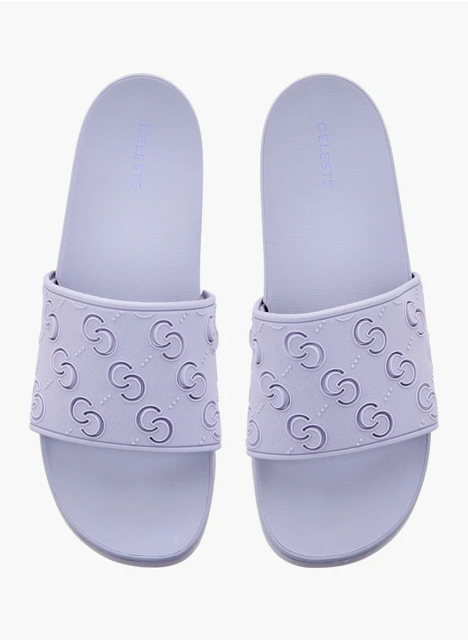 سيليست Women's Monogram Textured Slip-On Slides