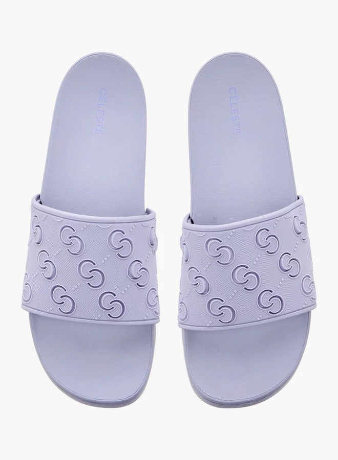 Celeste Women's Monogram Textured Slip-On Slides