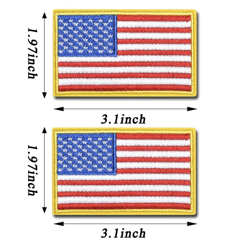 ZESION 4PCS American Flag Patches Set, Tactical US Flag Patches Full Embroidery Military Patch for Caps Bags Vests Military Uniforms, Gold - Image 2