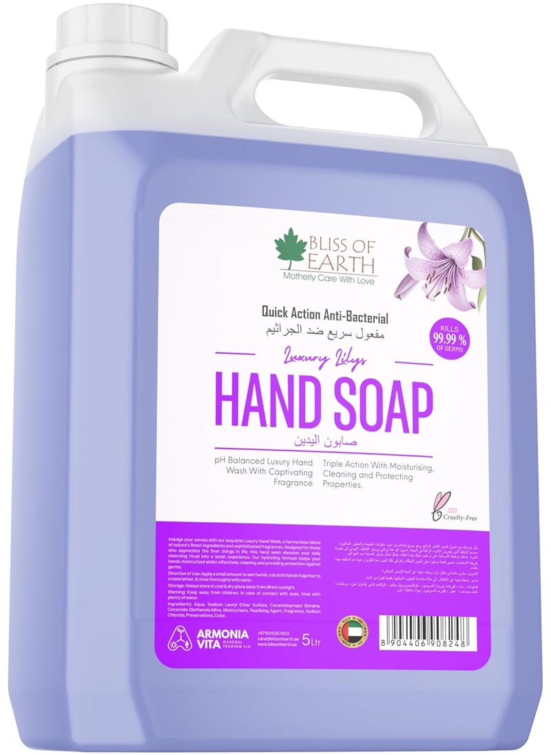 Hand Wash Refill Liquid Luxury Lily Hand Wash 5 Liter Non Drying Moisturizing Formula Aromatic Fragrance Perfect For Home Office Hotel & Cafe - pzsku/ZC5228387A071EC751D2DZ/45/_/1730802791/f100fdb9-fb9e-49ce-8d77-9362934925bd