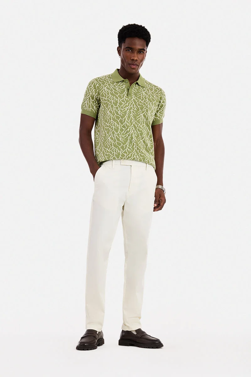 SNITCH Off White Off White Solid Slim Fit Chinos for Men | Best Price UAE