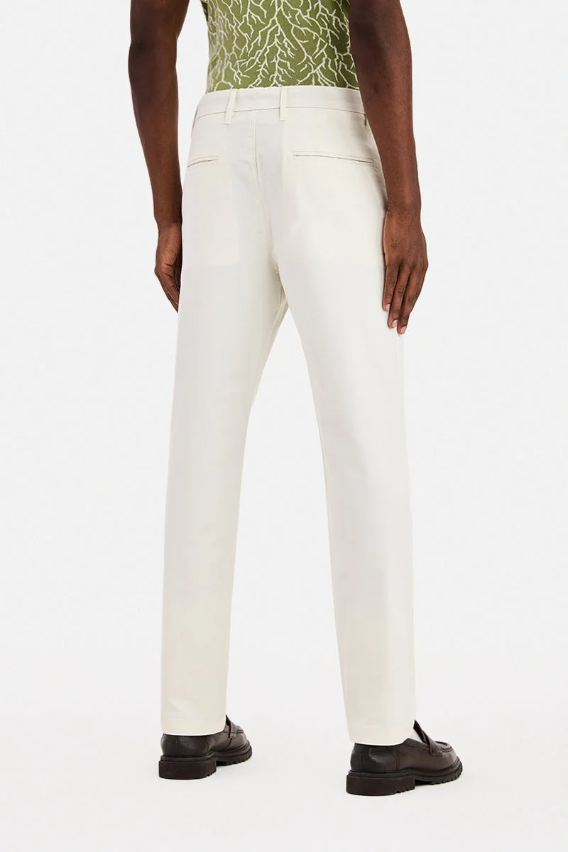SNITCH Off White Off White Solid Slim Fit Chinos for Men | Best Price UAE
