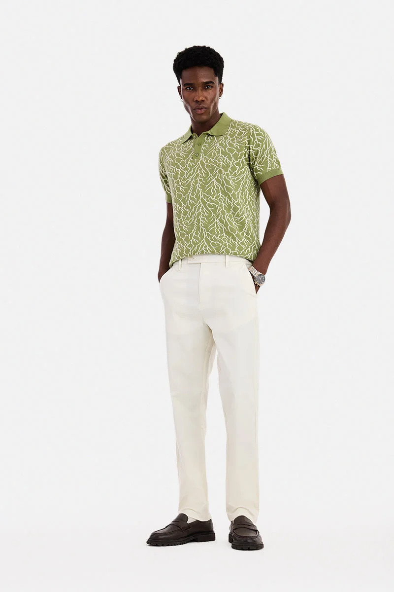 SNITCH Off White Off White Solid Slim Fit Chinos for Men | Best Price UAE