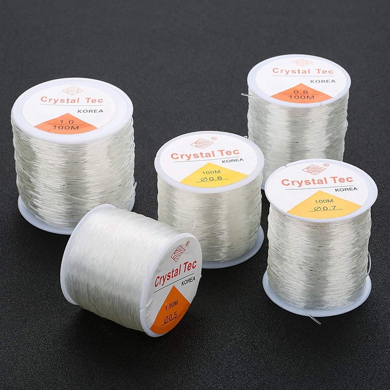 DIY Crafts Pack of 2 Roll, Color: 0.8mmX100m Crystal, Roll Plastic Crystal Tec Korea DIY Beading Stretch Cords Elastic Line Jewelr(Pack of 2 Roll, Color: 0.8mmX100m Crystal) - Image 1