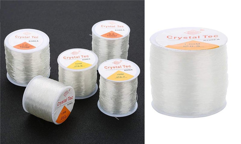 DIY Crafts Pack of 2 Roll, Color: 0.8mmX100m Crystal, Roll Plastic Crystal Tec Korea DIY Beading Stretch Cords Elastic Line Jewelr(Pack of 2 Roll, Color: 0.8mmX100m Crystal) - Image 3