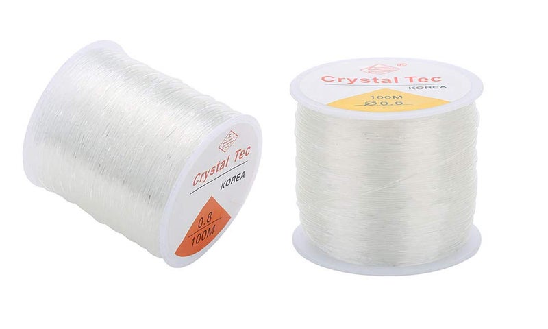 DIY Crafts Pack of 2 Roll, Color: 0.8mmX100m Crystal, Roll Plastic Crystal Tec Korea DIY Beading Stretch Cords Elastic Line Jewelr(Pack of 2 Roll, Color: 0.8mmX100m Crystal) - Image 5