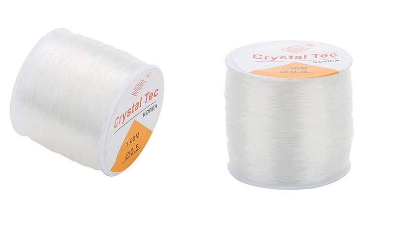 DIY Crafts Pack of 2 Roll, Color: 0.8mmX100m Crystal, Roll Plastic Crystal Tec Korea DIY Beading Stretch Cords Elastic Line Jewelr(Pack of 2 Roll, Color: 0.8mmX100m Crystal) - Image 4