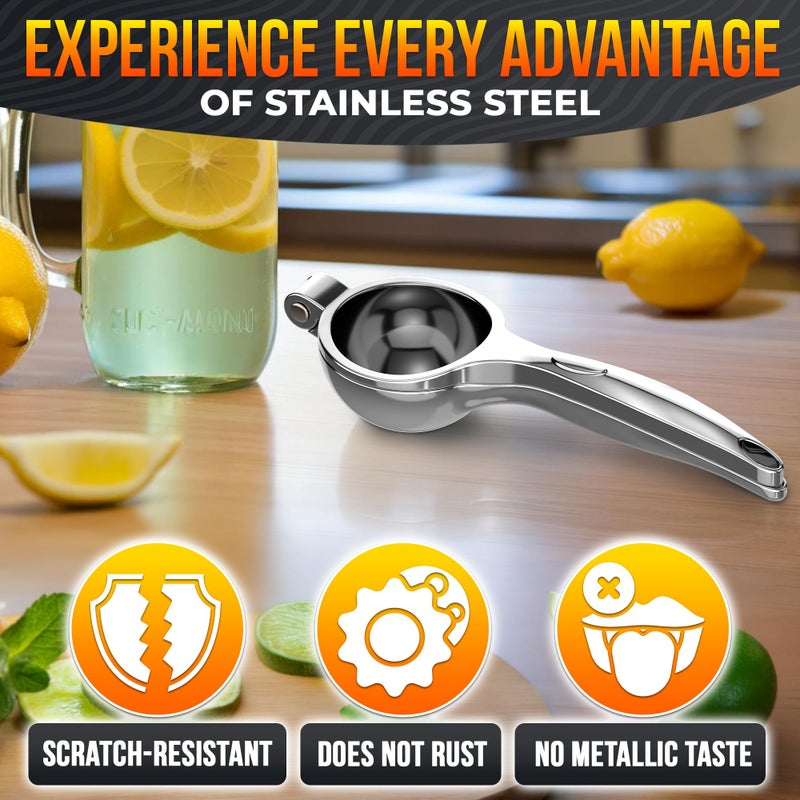 LEGLO Lemon Squeezer Manual Citrus Juicer-Professional Stainless Steel Lemon Juicer with Ergonomic Handle and Threaded Groove for Fruit Juice - Image 3
