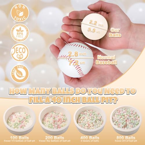 GOGOSO Ball Pit Balls Plastic Playballs for Baby Toddlers Kids Boys Girls Playhouse Decor Play Pool Fun PhthalateFree BPAFree Bath Toy White Beige Transparent100 Balls - Image 5